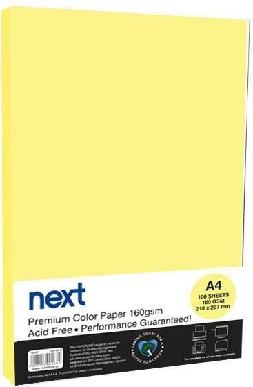 Letër fotokopje e verdhë NEXT A4, 160g, 100 fletë