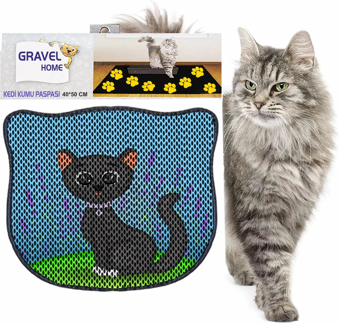 Tapet për rërë mace, shumëngjyrësh, Paws & Whiskers, Kdkafa0156, 40x50cm