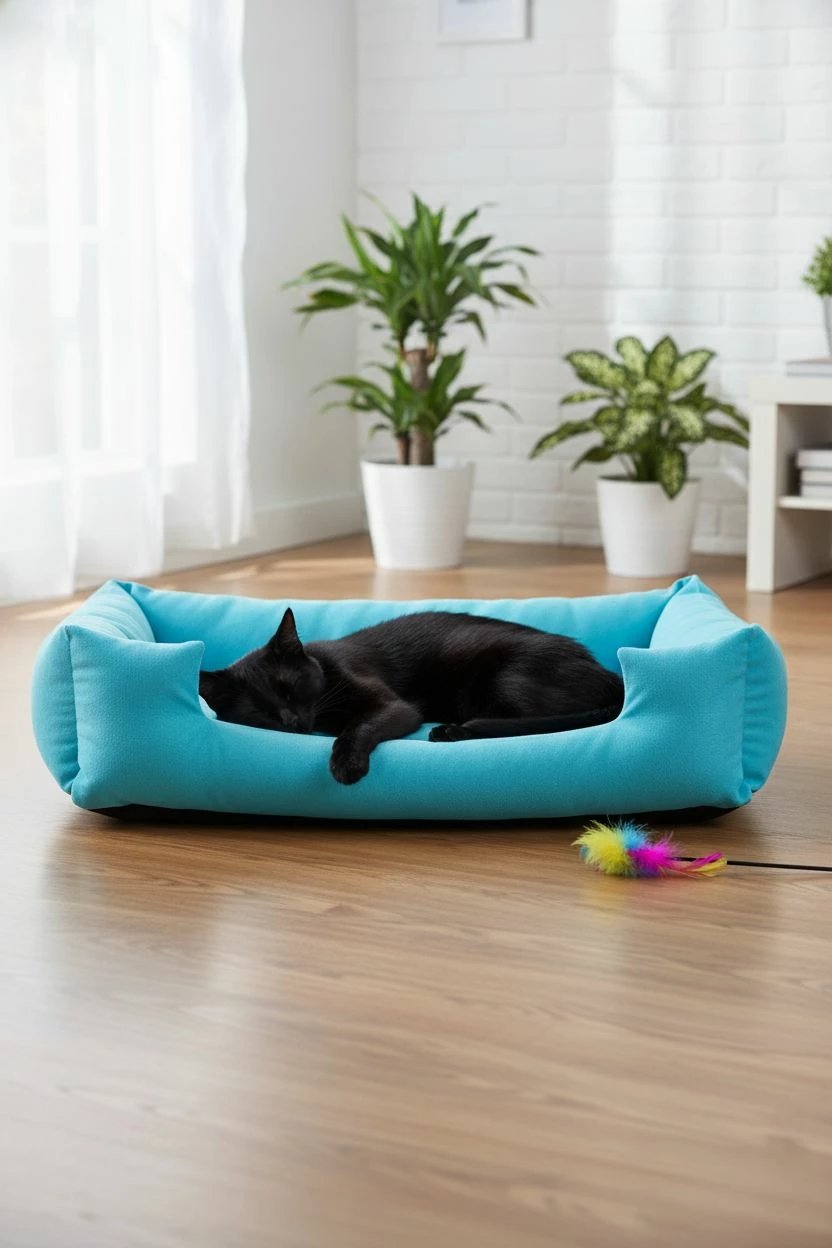 Shtrat për kafshë, Paws & Whiskers, Kare XL, ngjyrë kaltër