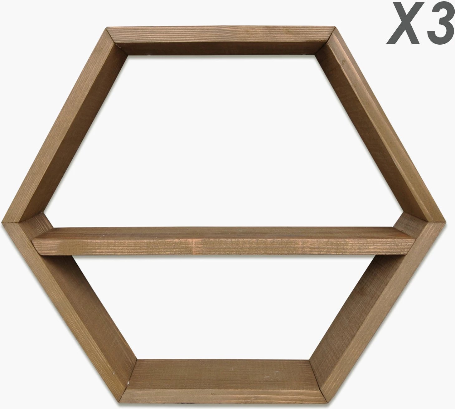 Set rafesh për mur, dru i fortë, ngjyrë arre, Skye Decor, Raf109 (6 copë)