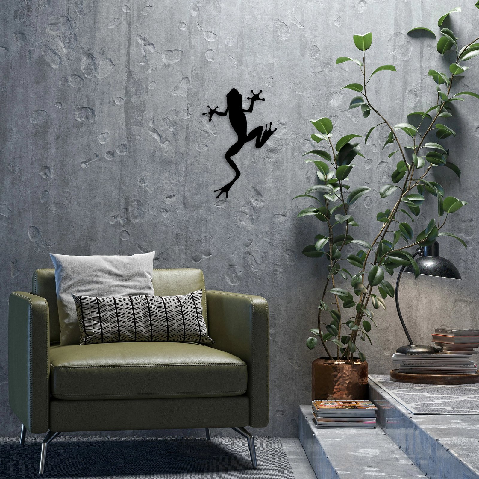 Aksesor dekorativ metalik për mur, bretkosë, Wallity, 28x42cm