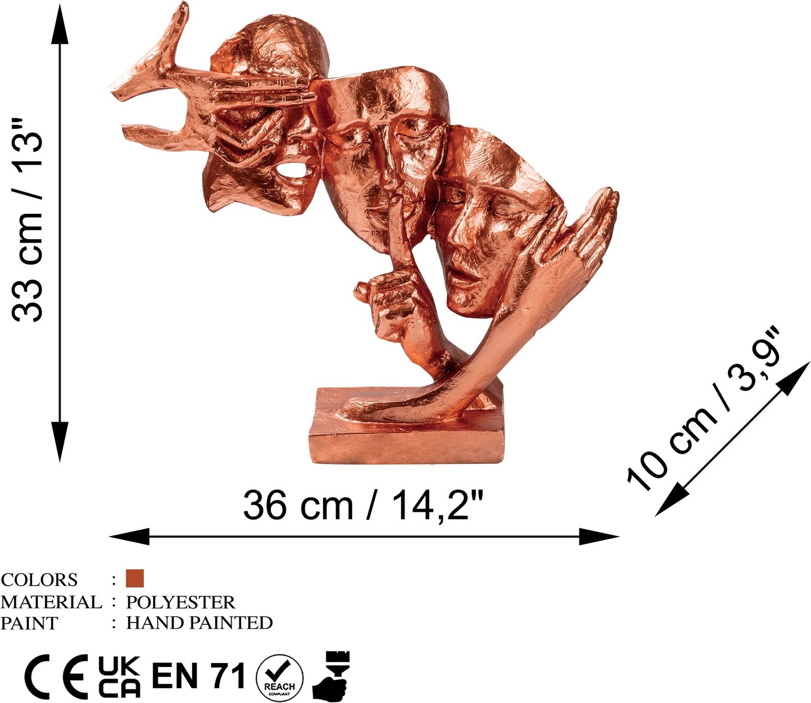 Objekt dekorativ Evila Originals, bakër, Yak-034-A