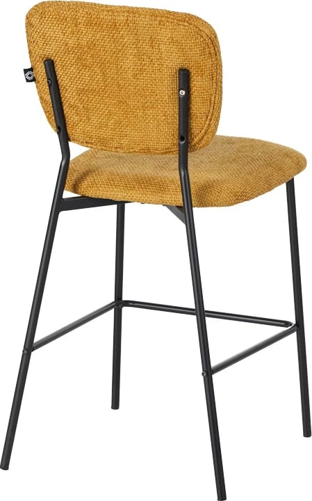 Karrige për bar Cathair, pëlhurë bouclé, ngjyrë tampa, këmbë metalike të zeza, 48x54x100cm