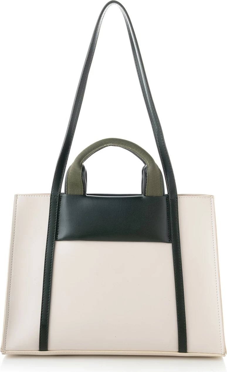 Tote bag Vince Camuto, Umbria, krem dhe e gjelbër e errët