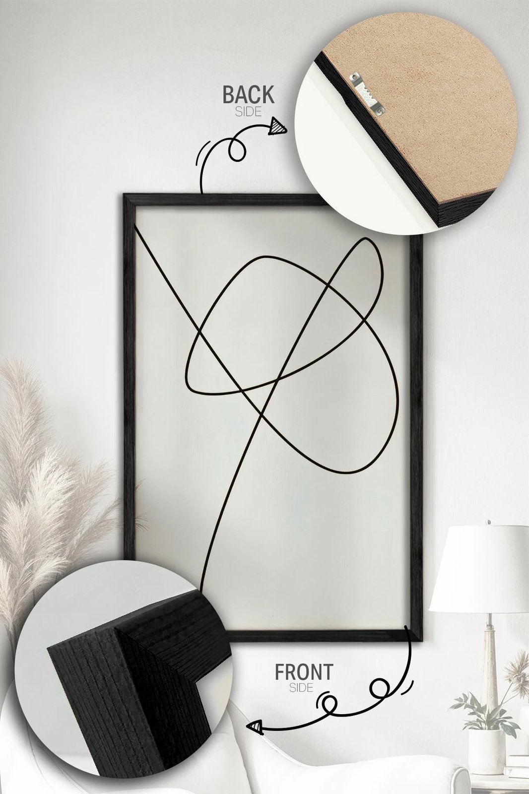 Pikturë dekorative me kornizë (2 copë), Wallity, Ersy2Lımodel6-Sıyah