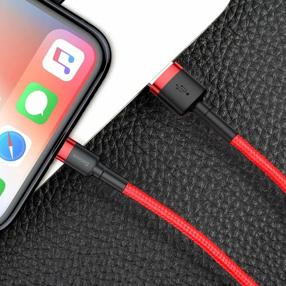 Kabllo Baseus Cafule CALKLF-R09 USB-A në Lightning, 3m, e kuqe