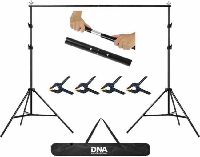 Set tripodë për sfond fotografik DNA FT200, 200x200 cm, i zi