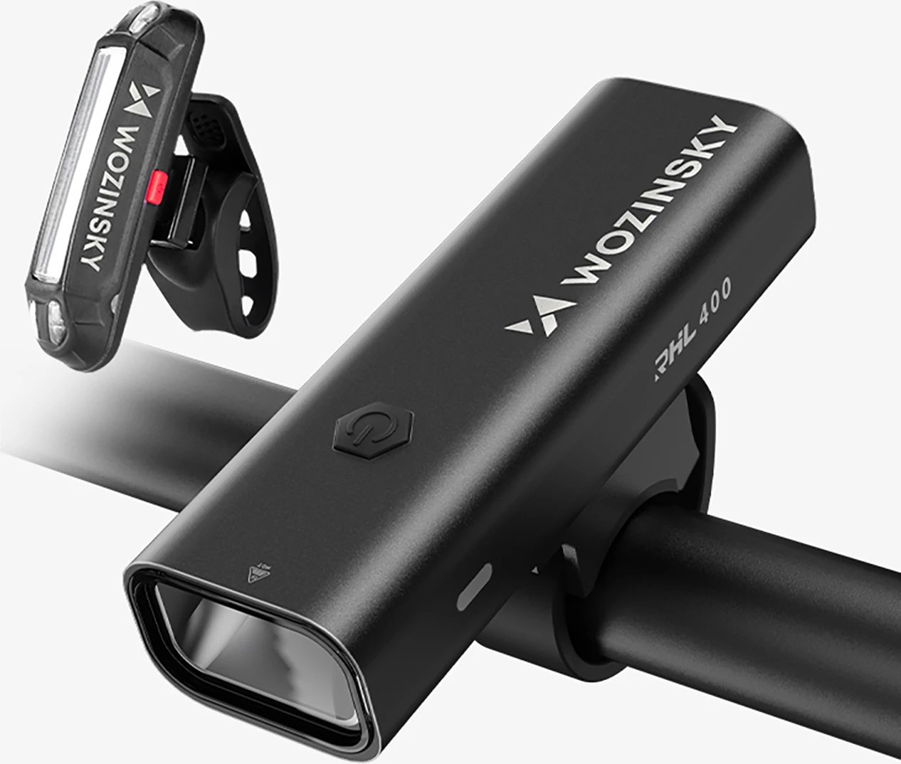 Set drita biçiklete Wozinsky WSBLB2, 400 lm, USB-C, e zezë