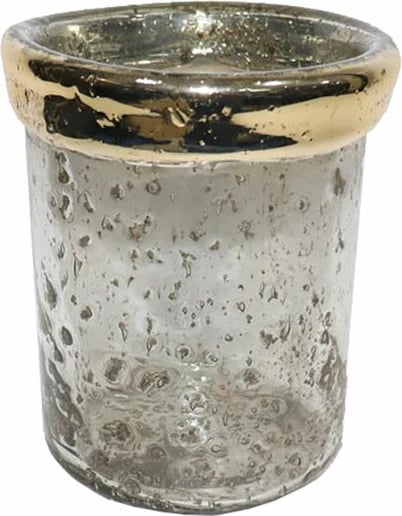 Mbajtës qirinjsh QUEMAR, xham transparent, alumini i artë, 10x10x15cm