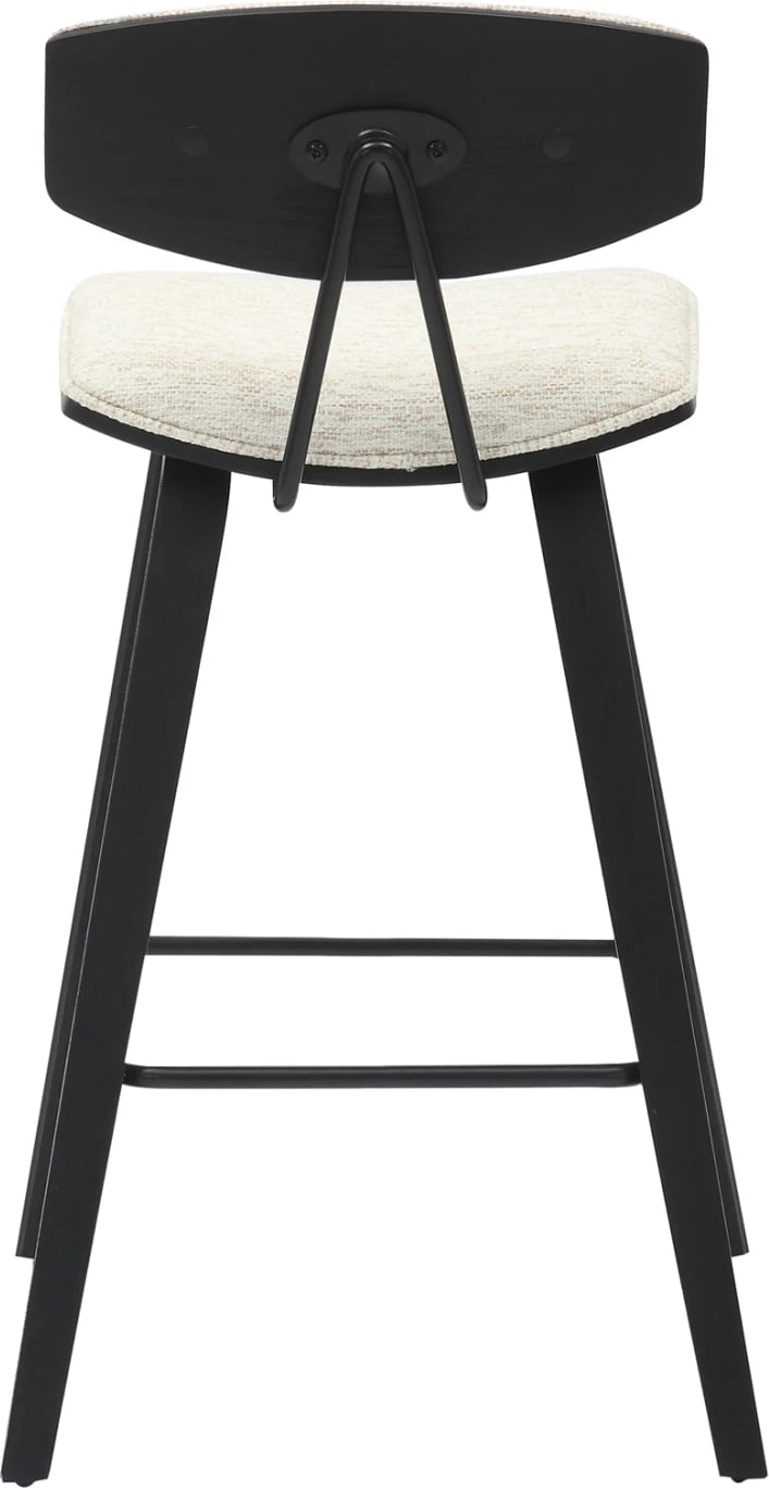 Karrige për bar, lartësi mesatare, INOVER FH9984.02, metal & dru, pëlhurë ecru, 50,5x49x90H cm, set prej 2 copë