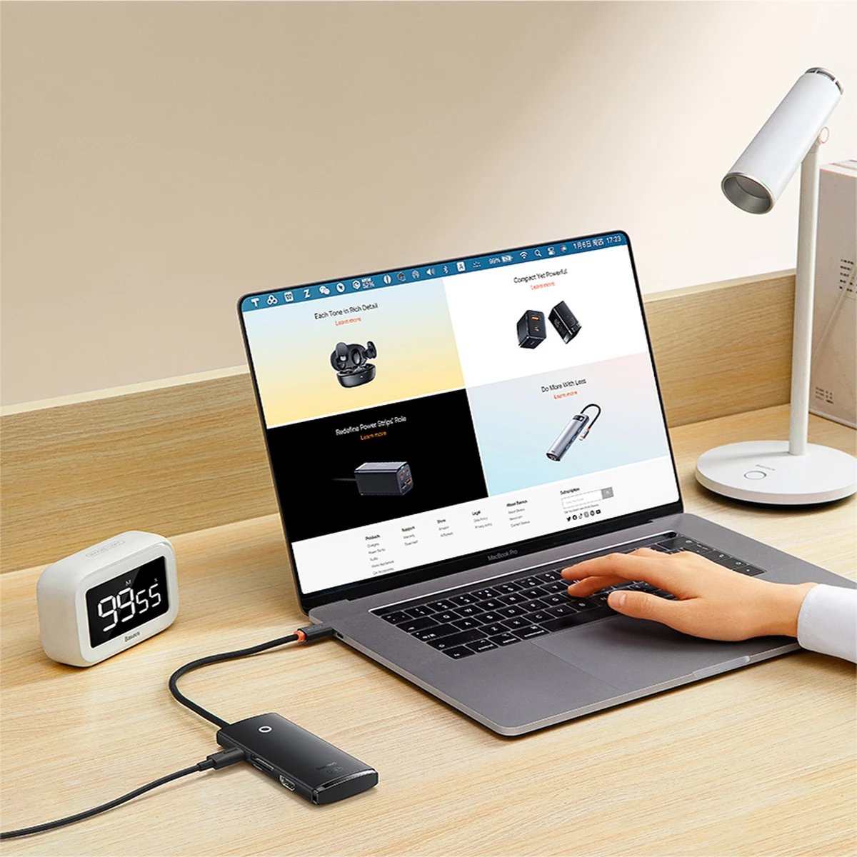 HUB multifunksional Baseus Lite Series WKQX050101, 2x USB 3.0, USB Type-C PD, HDMI 1.4, SD/TF, i zi