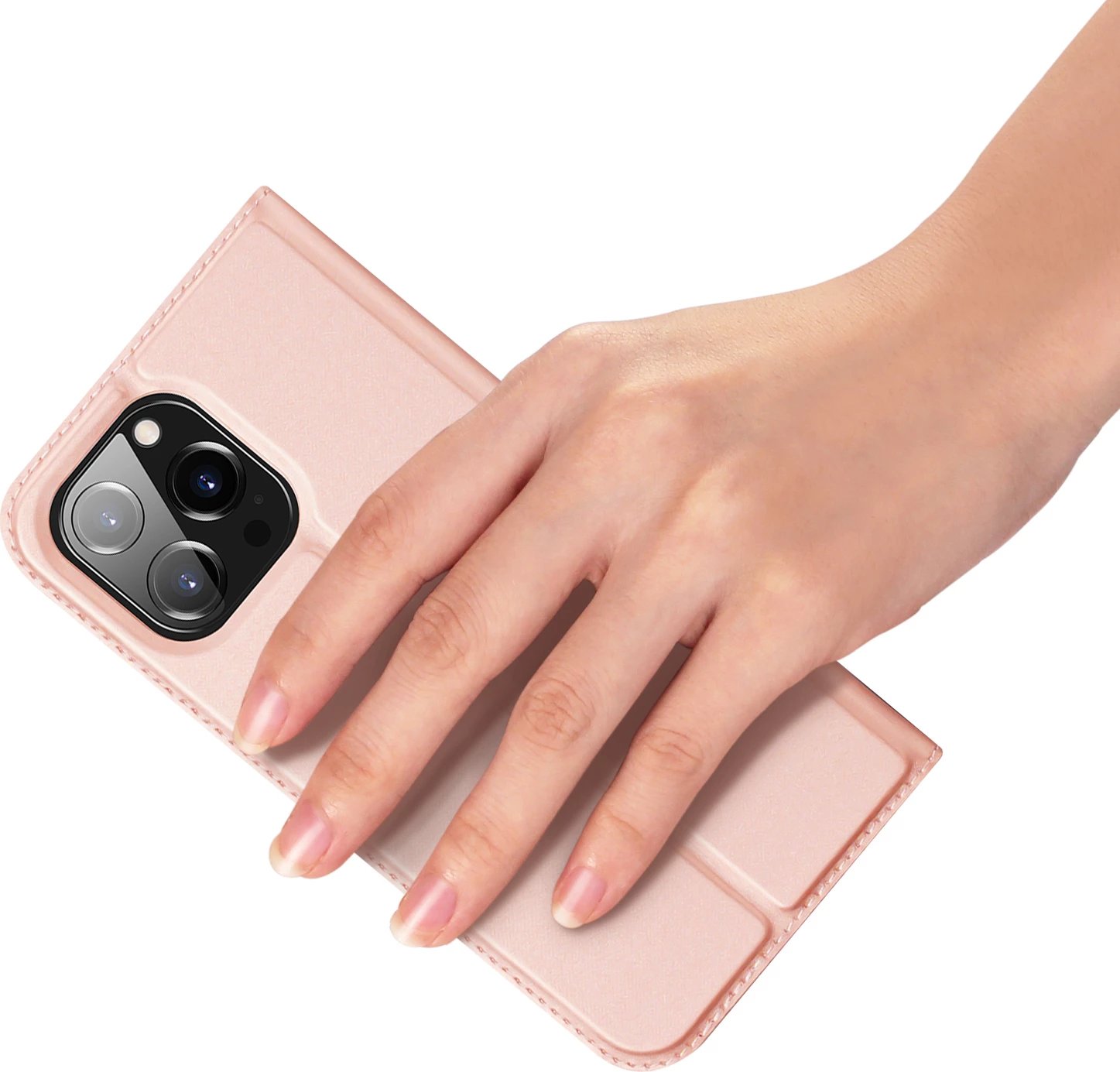 Mbështjellës Dux Ducis Skin Pro për iPhone 15 Pro Max, me xhep kartelash, rozë