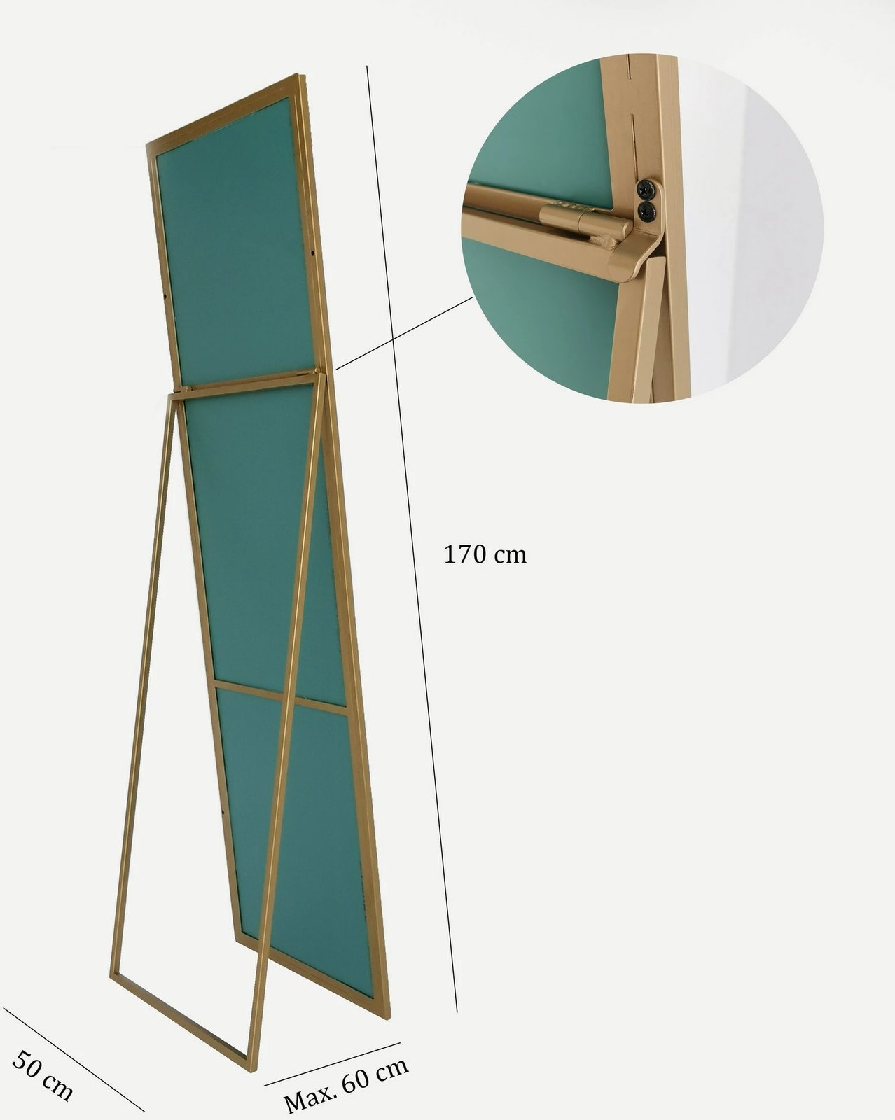 Pasqyrë e gjatë Cheval, ngjyrë ari, Hanah Home