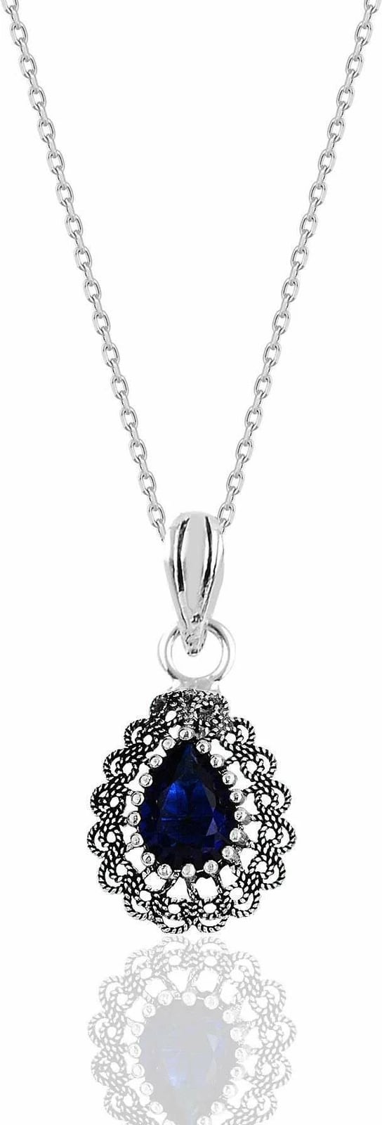 Varëse argjendi Jumeon, gur safiri, ngjyrë blu e errët, SGTL12732