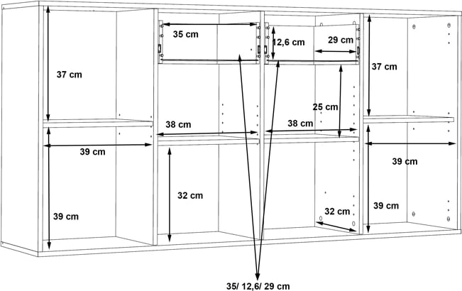 Bufe melamine, ngjyrë e bardhë, 162.3x34.2x81.7cm
