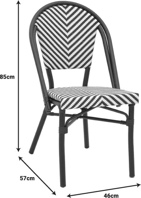 Karrige Uarmin e grumbullueshme, alumini e zezë dhe tekstilene bardhë e zi, 46x57x85cm
