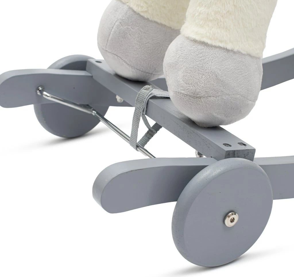 Lodër lëkundëse me rrota dhe melodi, Baby Mix Unicorn, deri 50 kg, 64x35x60 cm, e bardhë