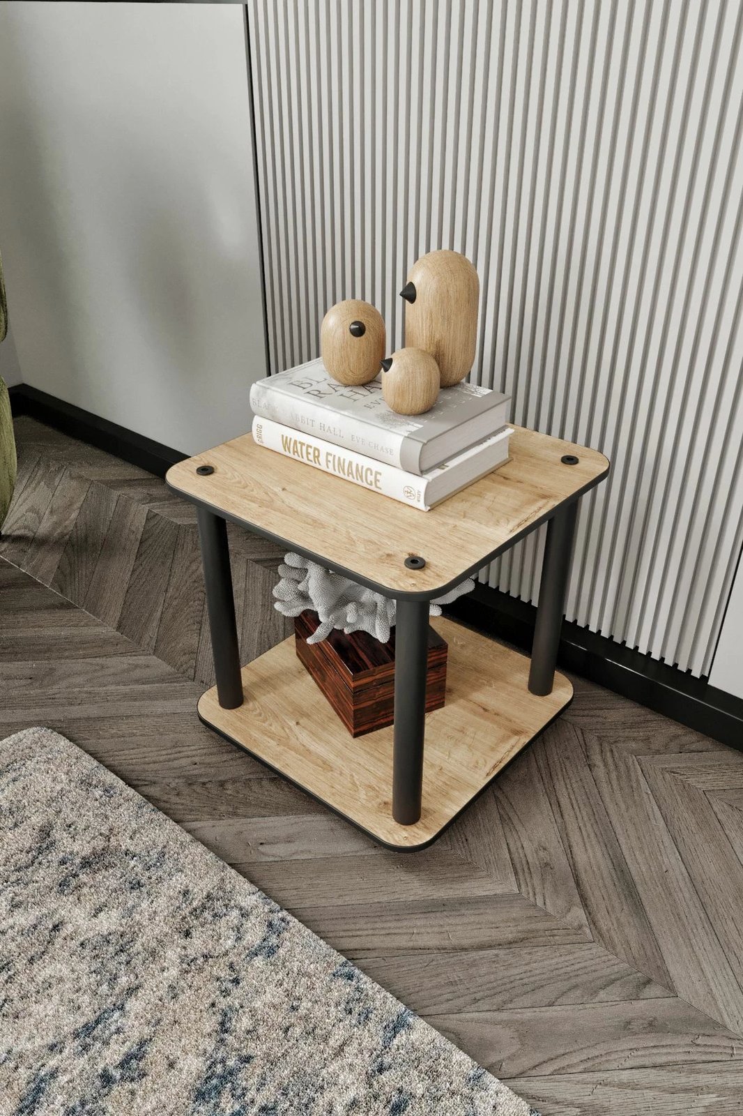 Tavolinë anësore dy kate, ngjyrë lisi, Skye Decor