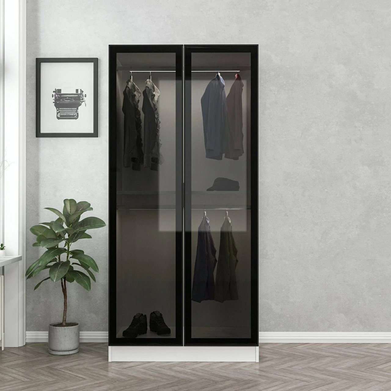 Dollap Hanah Home, xham i zi, 190cm