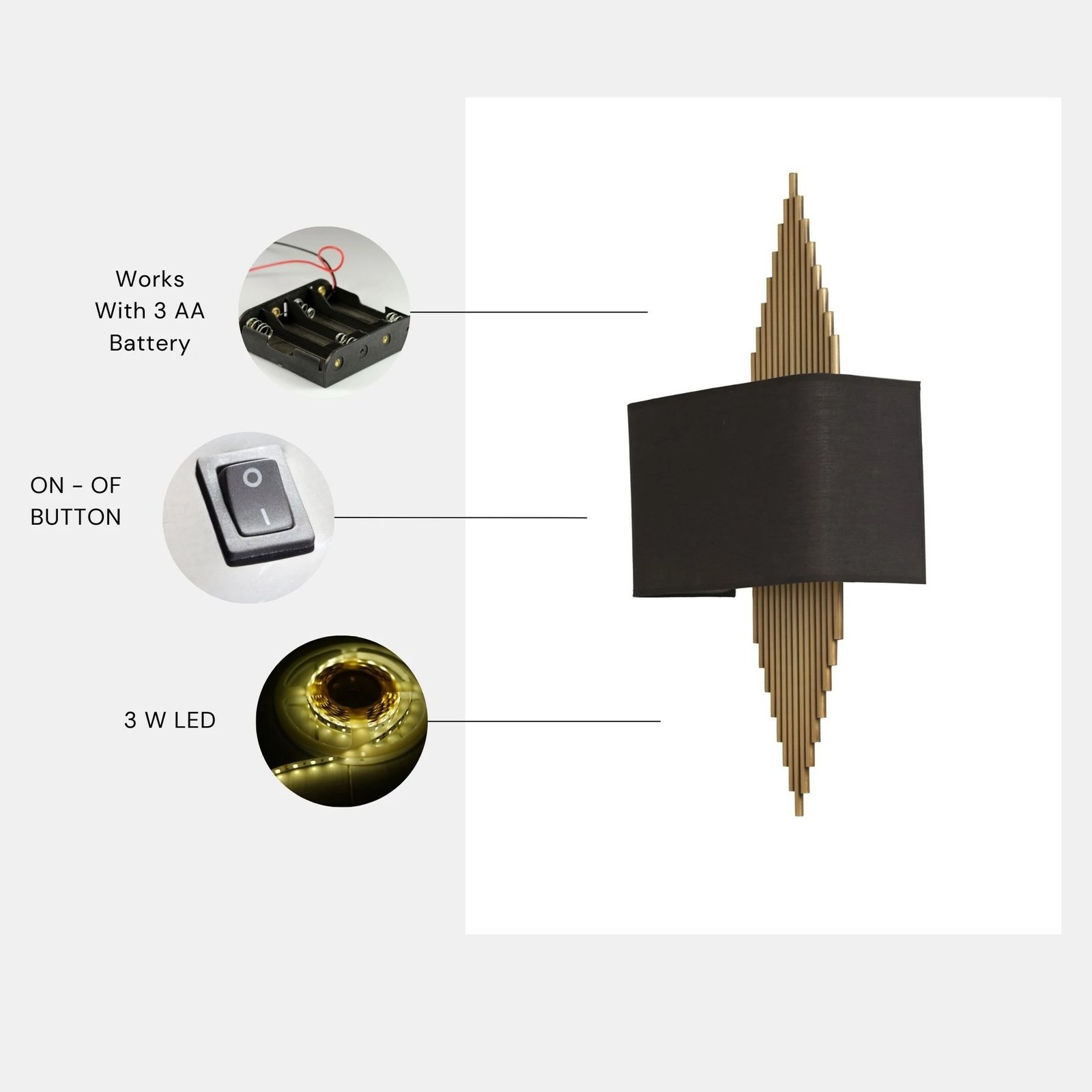 Llambë muri Opviq, Hande - 8766-2P, e zezë dhe arre