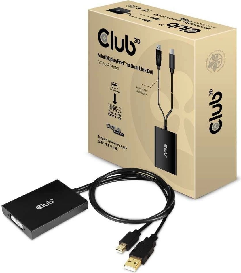 Adapter Mini DisplayPort në DVI-D Club3D, 0.6m, i zi
