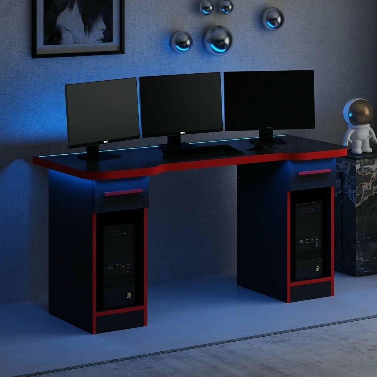 Tavolinë gaming Skye Decor, Phoenix 2, e zezë-kuqe