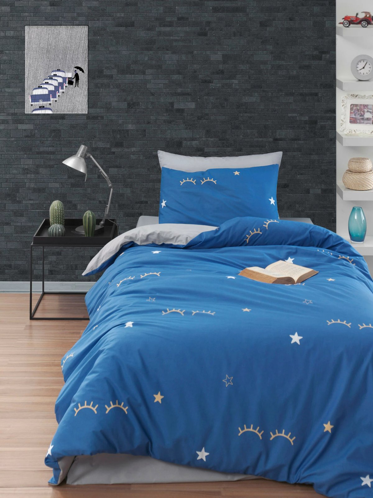 Set mbulesë jorgan për teke XXL, ngjyrë kaltër, gri, verdhë, L'essentiel, Dide Set mbulesë jorgan për teke XXL, ngjyrë kaltër, gri, verdhë, L'essentiel, Dide