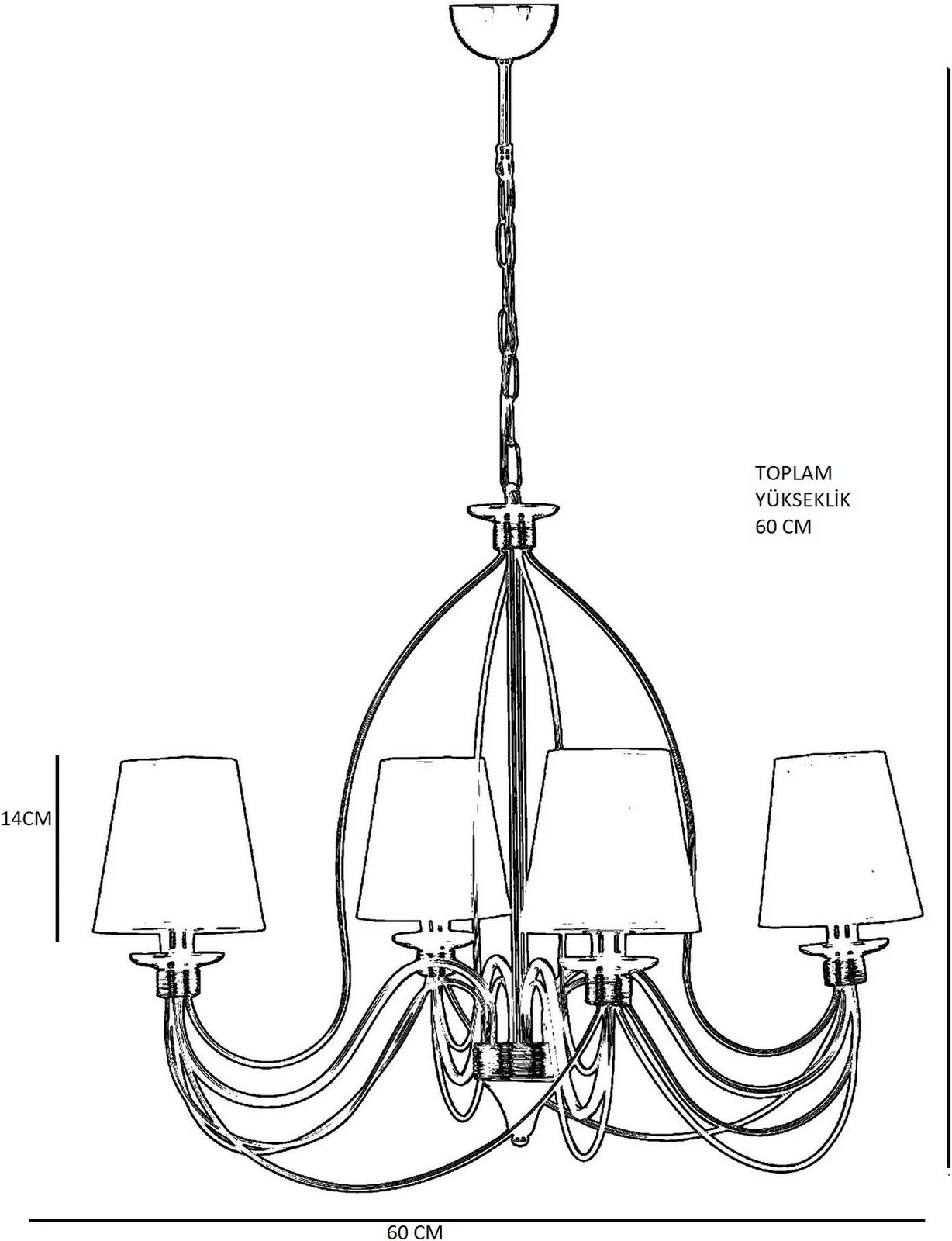 Kandil tavani Opviq Berfin, 4 drita, eskitme, abazhura hasiri
