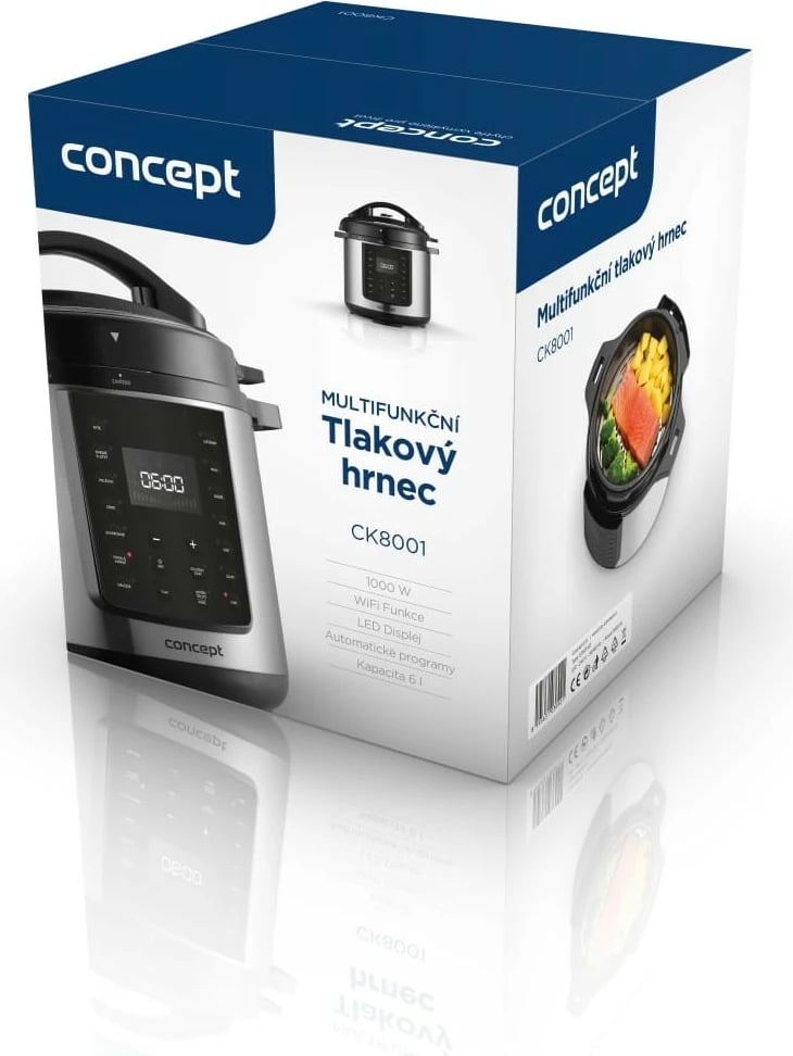 Multicooker Concept CK8001, 5.6L, inox/zi, me Wi-Fi dhe aksesorë