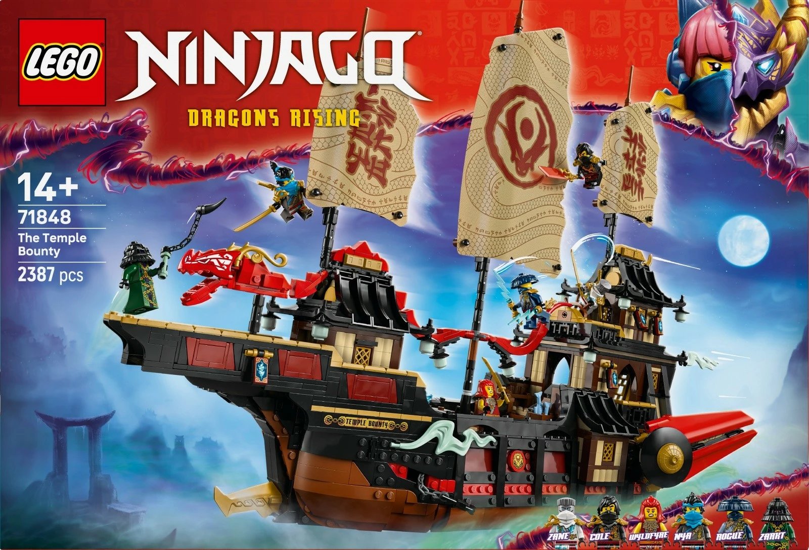 Set ndërtimi LEGO Ninjago Pearl of the Temple 71848, 2387 pjesë, për fëmijë 14+