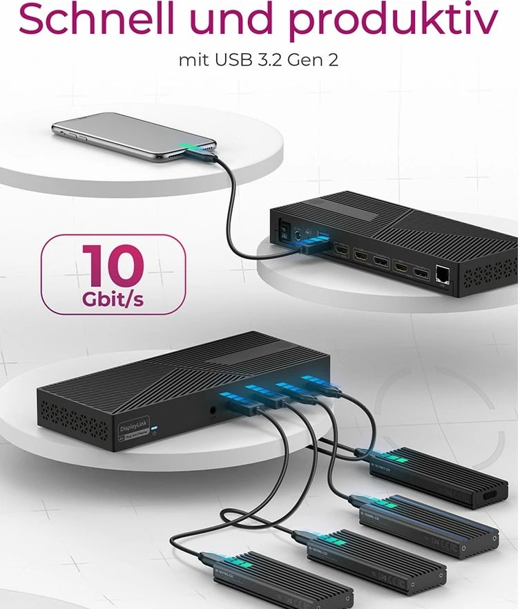 DockingStation ICY BOX 11-in-1, USB 3.2, 3x HDMI, 2x DisplayPort, 100W, e zezë