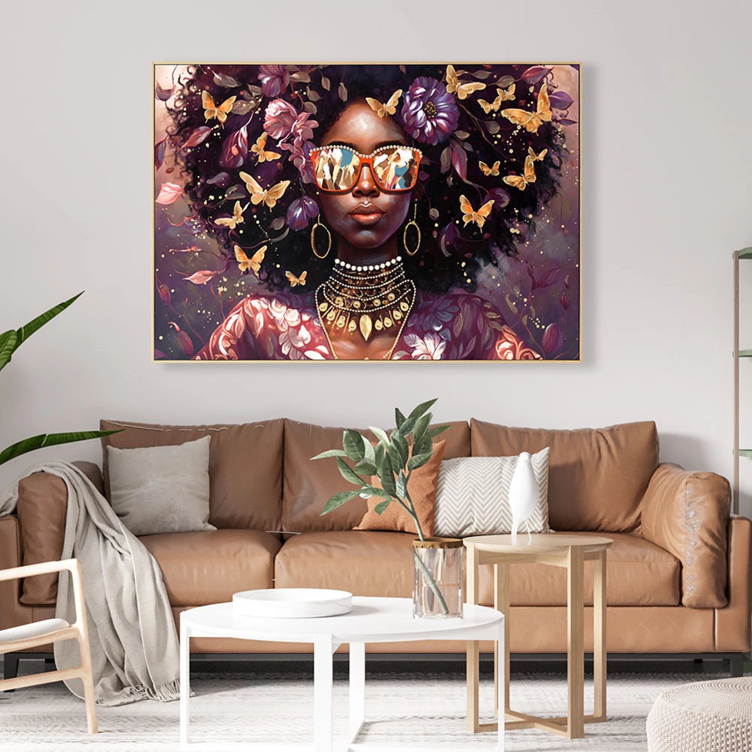 Pikturë muri FH4569, ngjyrë bezhë, kornizë PS, kanavacë e printuar, fytyra e gruas me syze, 82x4,5x82H cm