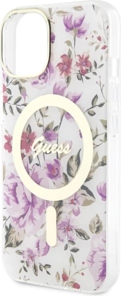 Mbështjellës Guess Flower MagSafe për iPhone 14, Transparent Mbështjellës Guess Flower MagSafe për iPhone 14, Transparent