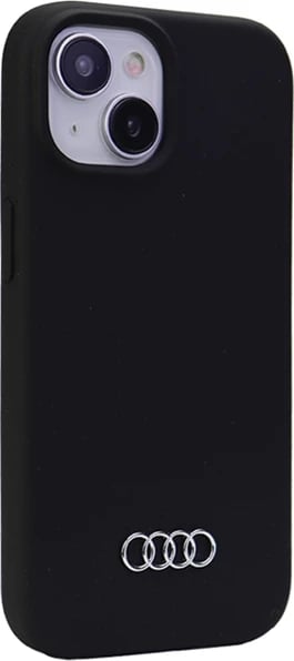 Mbështjellës Audi për iPhone 15 Plus, silikon, i zi