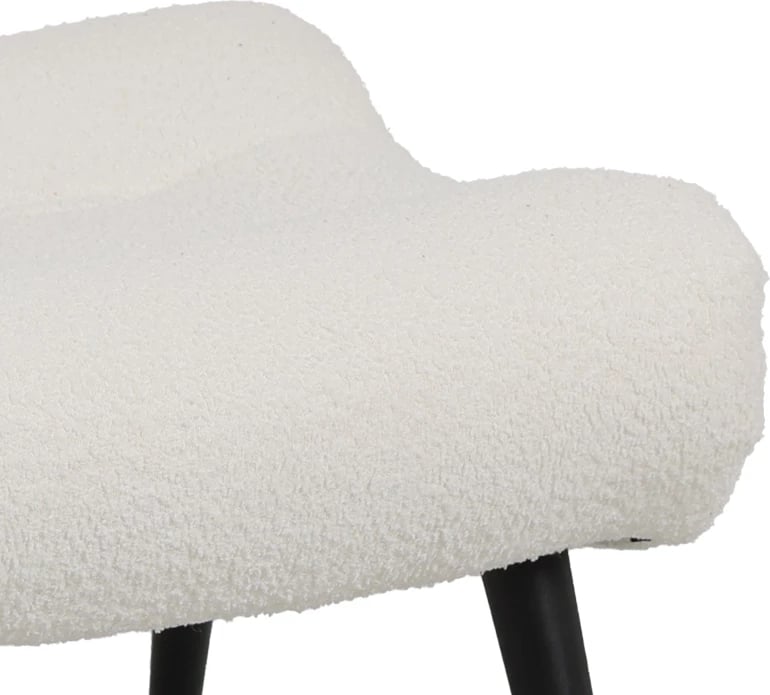 Stool - tabure, pëlhurë boucle e bardhë, 68x58x40cm