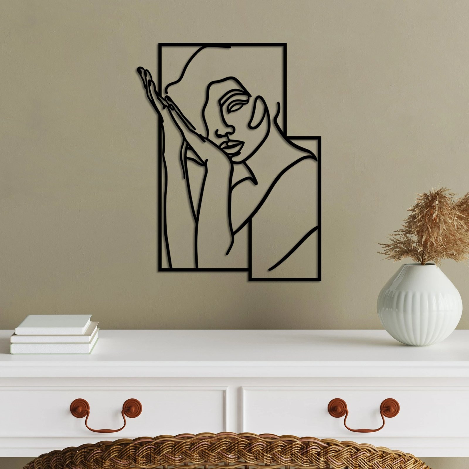 Aksesor dekorativ metalik për mur, Wallity, grua 2 - M