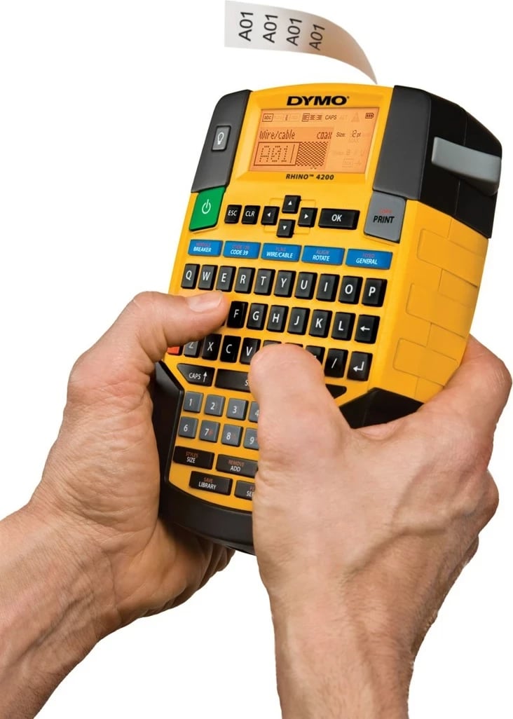 Printer etiketa DYMO RHINO 4200, QWERTY, Verdhë