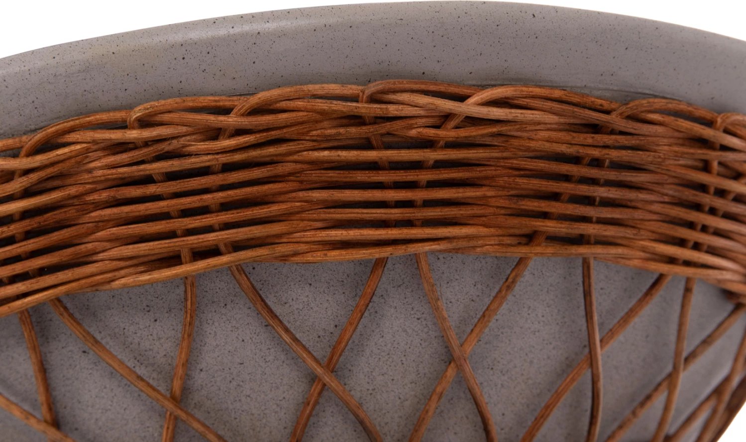 Tavolinë anësore e rrumbullakët, fibër çimento, ratan natyral, gri, FH18167.03, 40x45cm