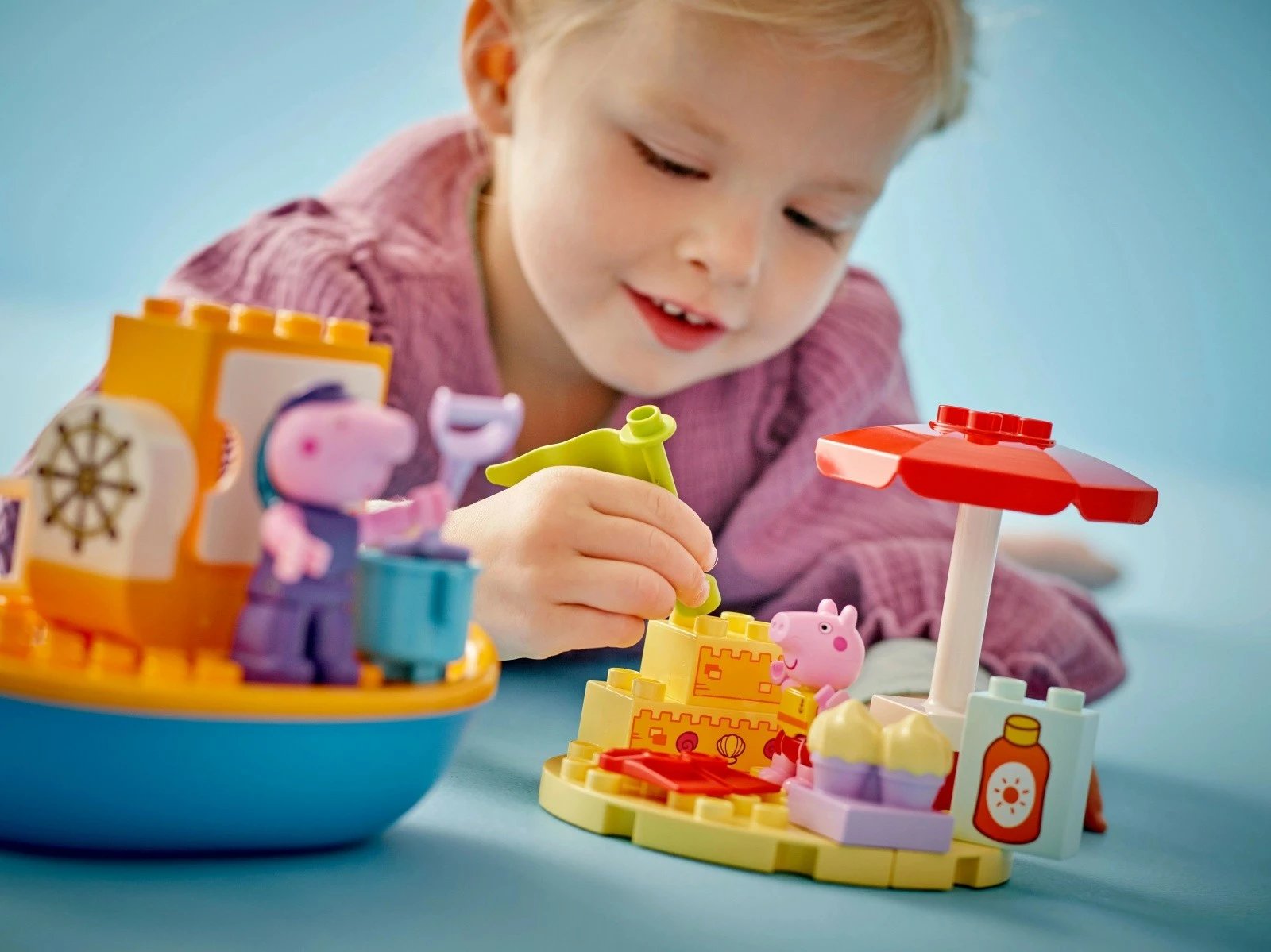 Set ndërtimi LEGO DUPLO Peppa Pig 10432, 23 pjesë, me varkë që noton, për fëmijë të vegjël
