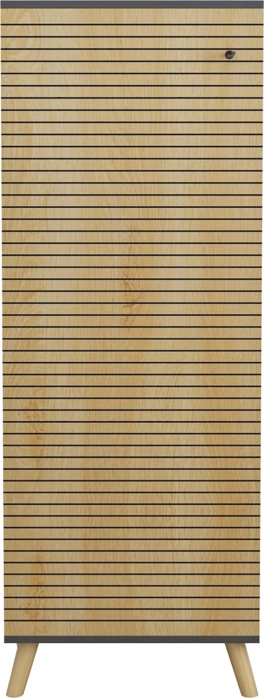 Dollap këpucësh ALVARO FH8954.15 melaminë, ngjyrë antracit-dru natyral, 50Χ38Χ135Hcm