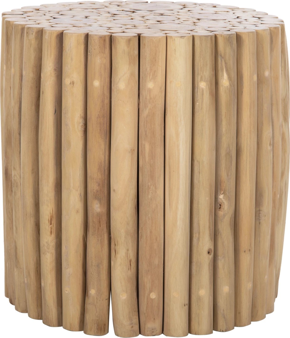 Tavolinë kafeje e rrumbullakët, degë teak, natyrale, Φ39x40.5H cm