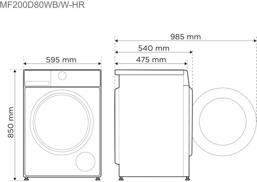 RROBALARËSE & RROBATHARËSE MIDEA MF200D80WB/W-HR 1400RPM 8KG / 6KG