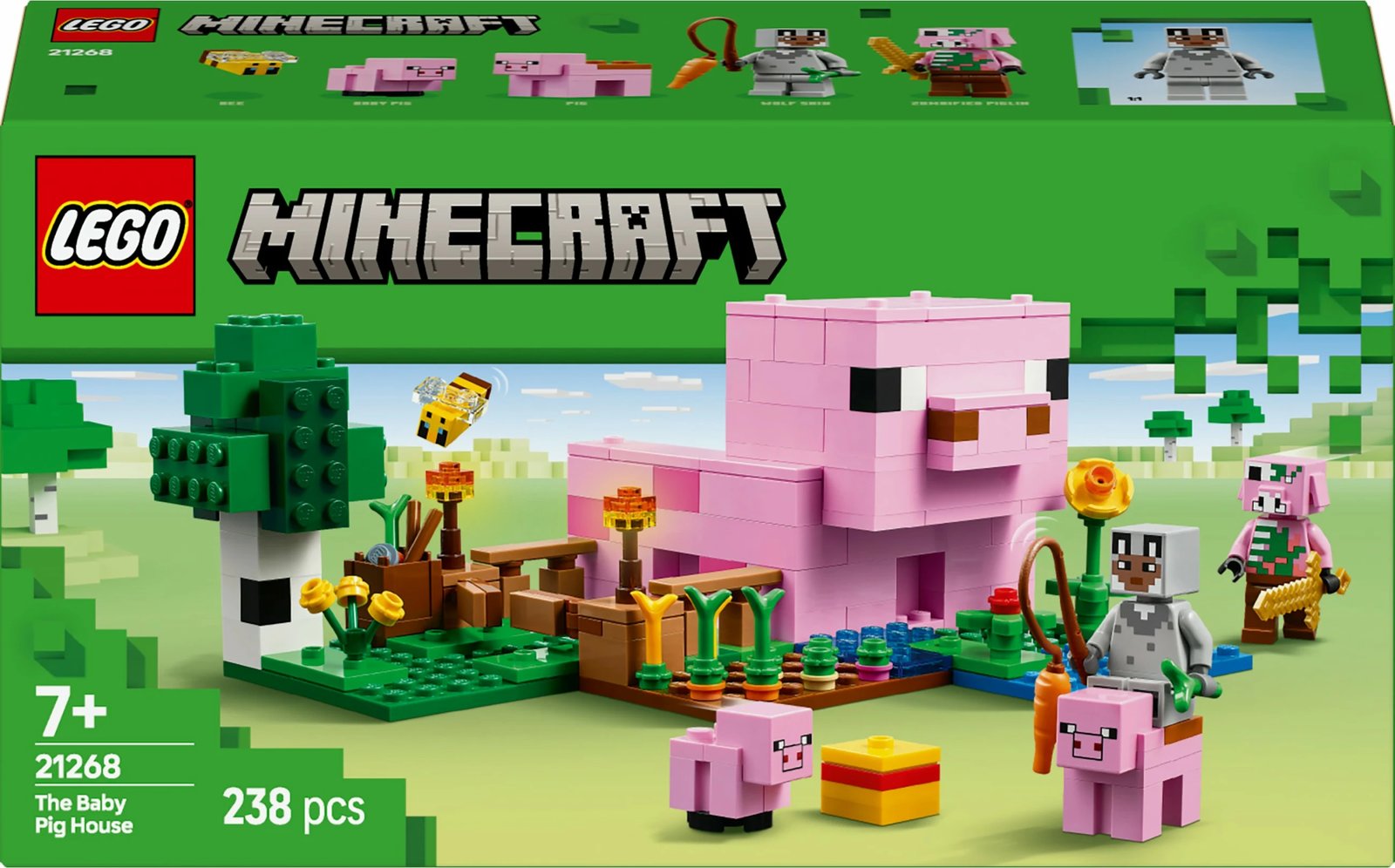 Set ndërtimi LEGO Minecraft 21268 Das Babyschwein-Haus 238 pjesë, multikolor