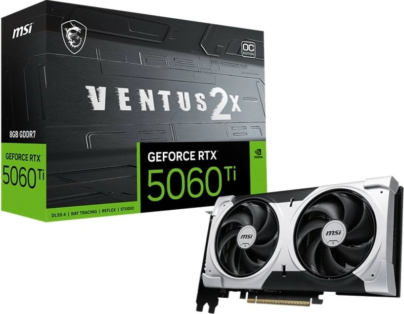 Kartelë grafike MSI GeForce RTX 5060 Ti 8G VENTUS 2X OC PLUS, 8 GB DDR7