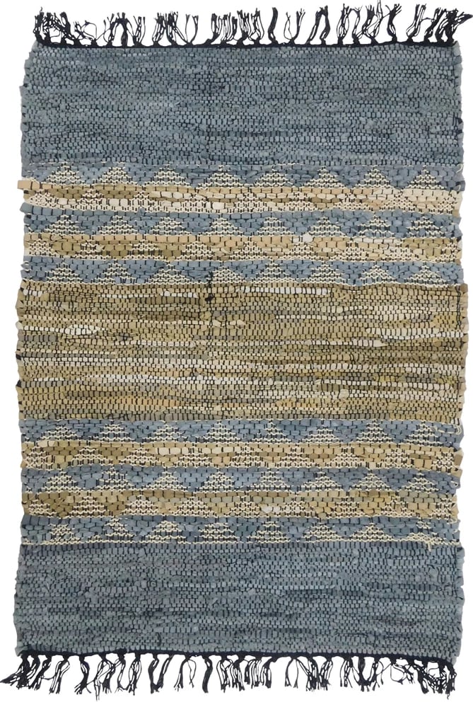 Qilim Cinder, lëkurë, ngjyrë bezhë-gri, 60x90cm