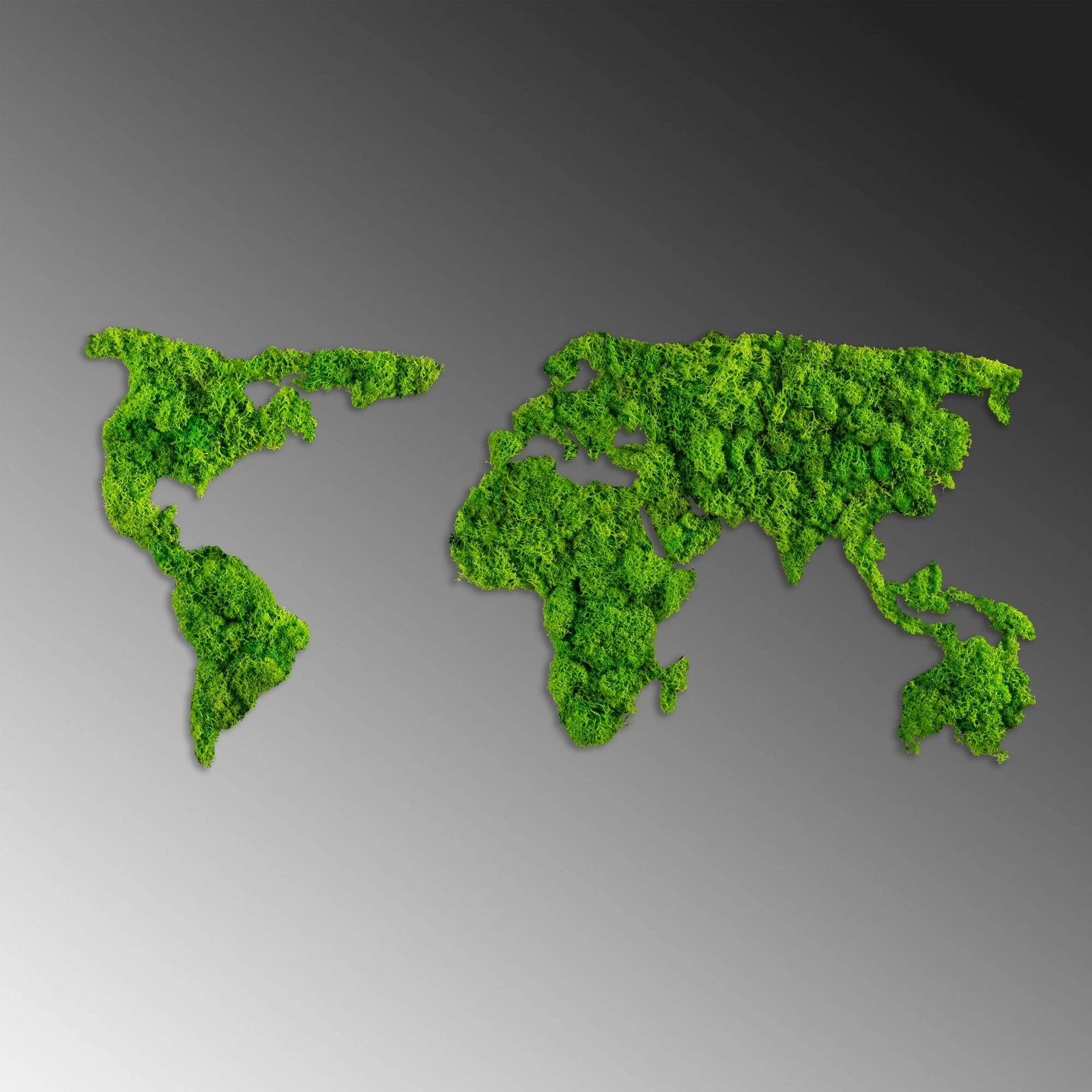 Aksesor dekorativ metalik për mur, hartë bote, ngjyrë e gjelbër, 70x32cm