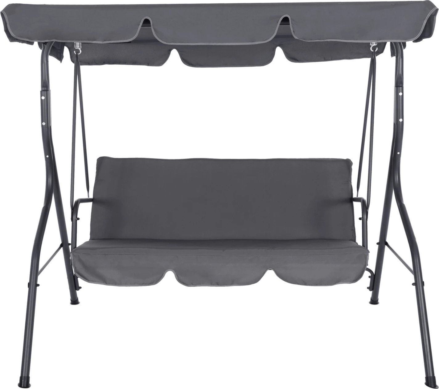 Luhatëse për verandë 3-vendëshe me mbrojtëse dielli LIKID FH5979.01 kornizë metalike dhe pëlhurë gri 170x110x153Hcm