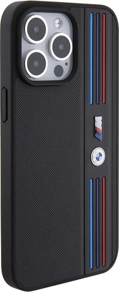 Mbështjellës BMW Tricolor M Collection për iPhone 15 Pro, i zi