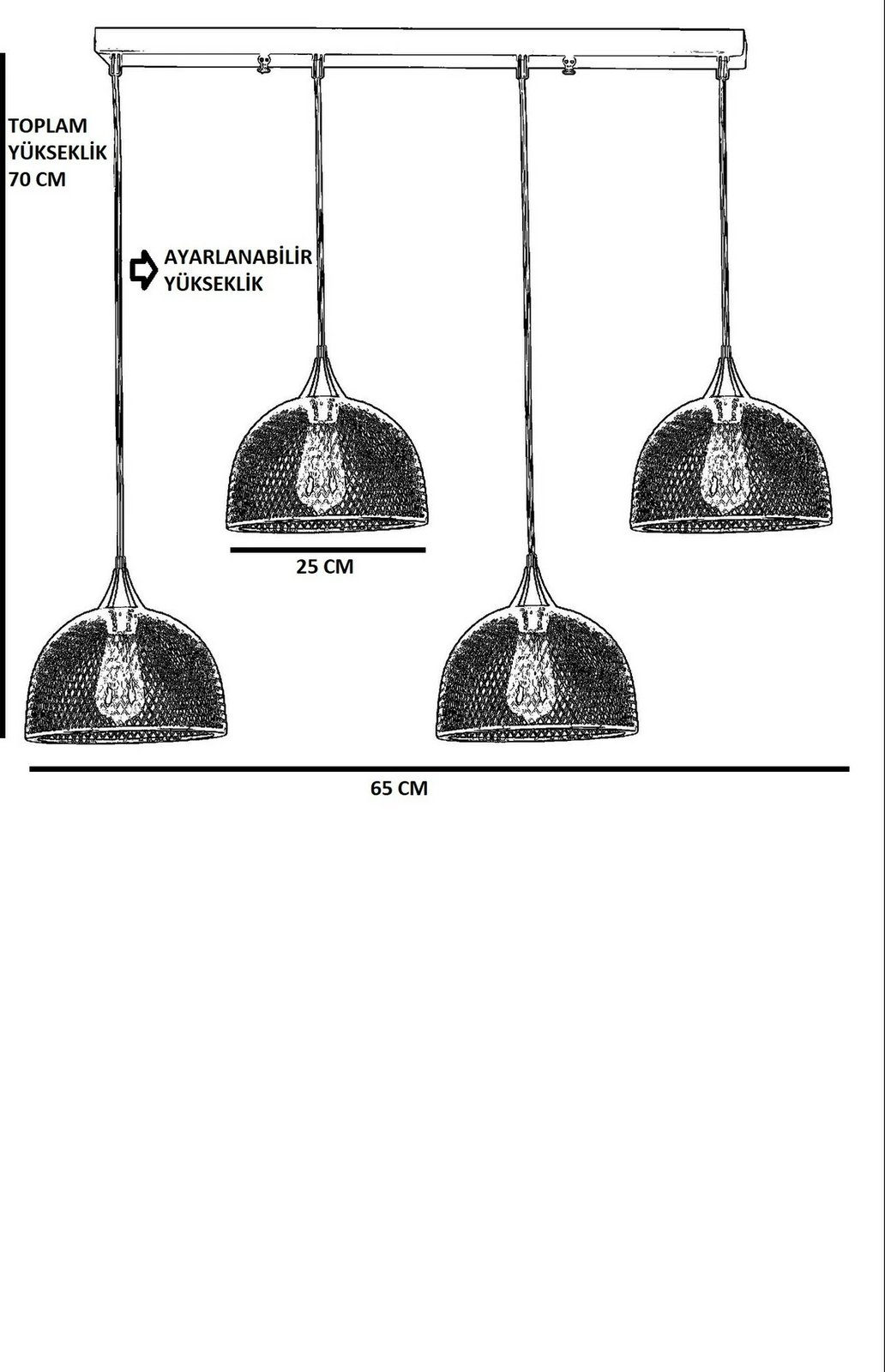 Llambë tavani Opviq Rota, 4 drita, e zezë, varëse