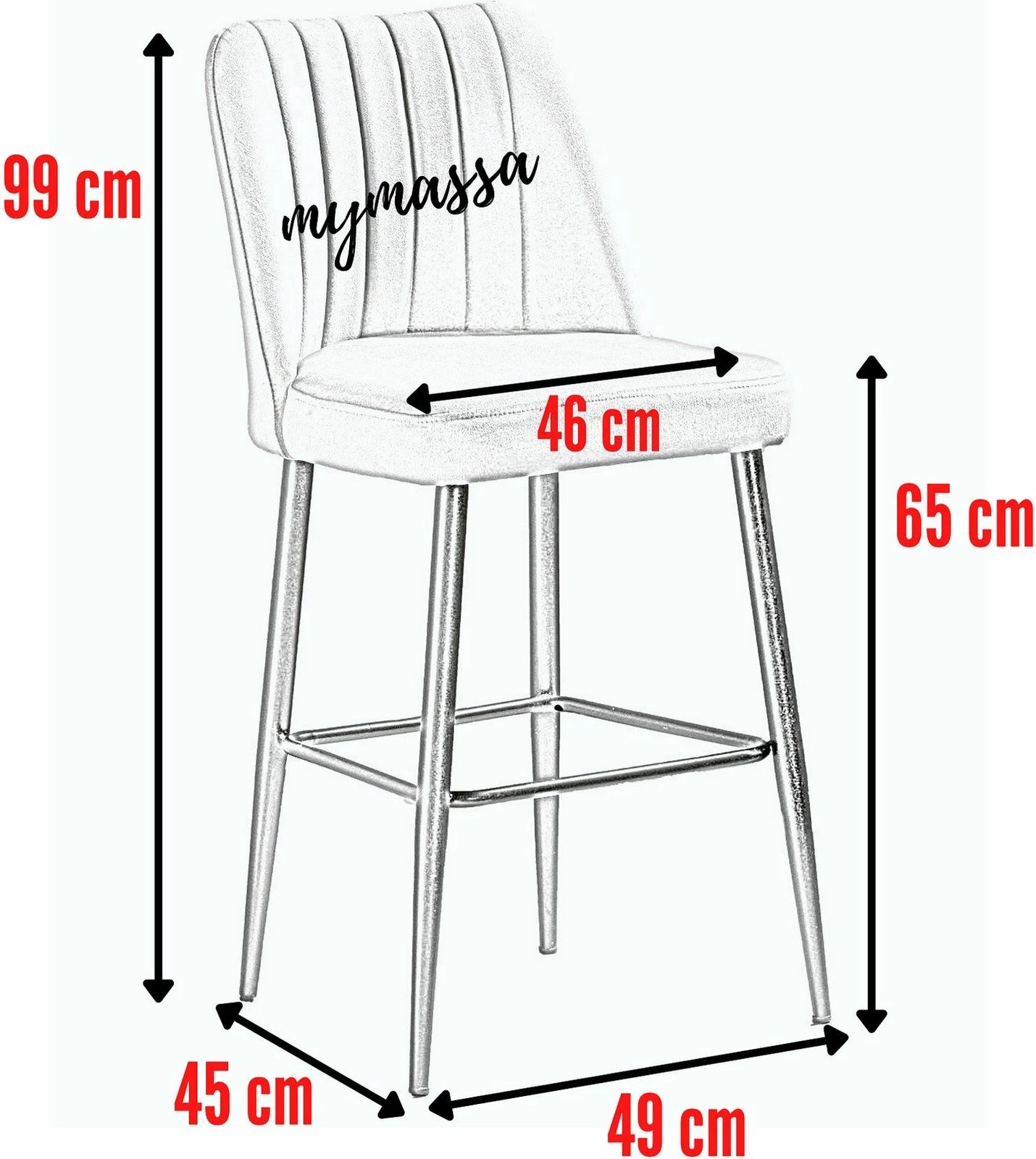 Set karrigesh për bar (4 copë), Hanah Home, Vento, ngjyrë e kuqe e thellë